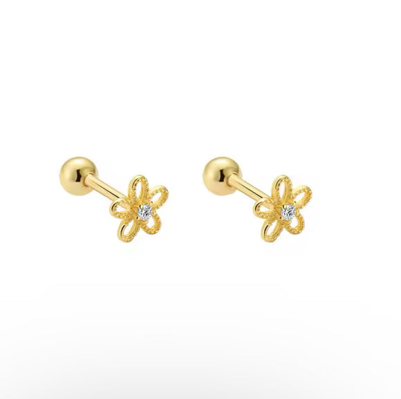 Sparkle flower screw back earrings