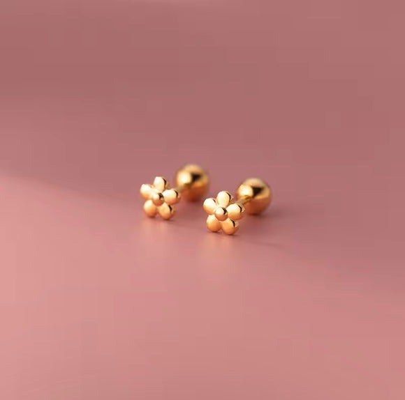 Flower Blossom Screw Back Earrings