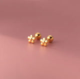 Flower Blossom Screw Back Earrings