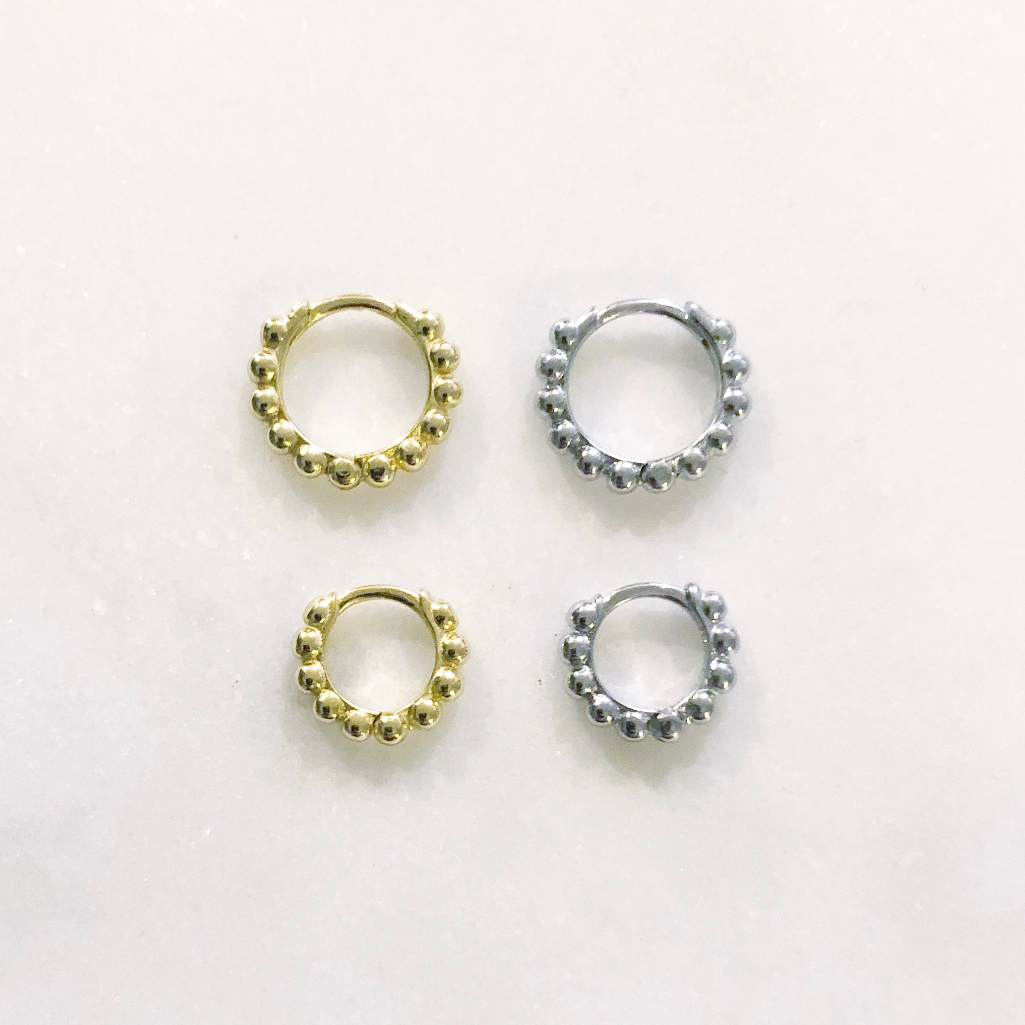 Mini dotted huggie hoops